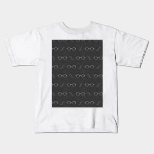 Glasses Pattern | 12 White BG Black Kids T-Shirt